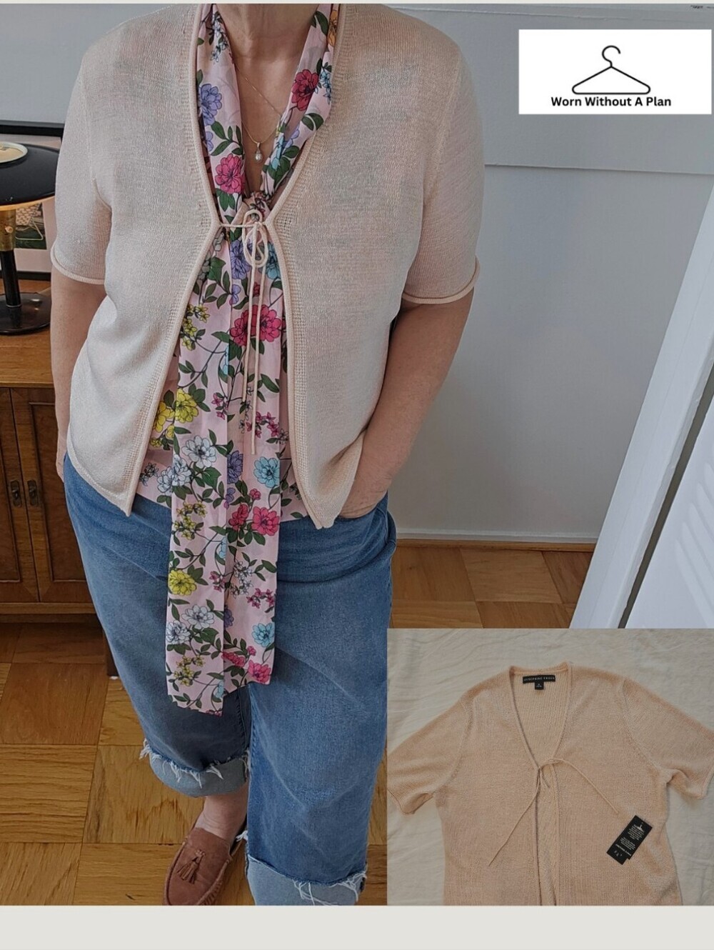Josephine Chaus Light Pink Tie-Front Summer Cardigan Size XL